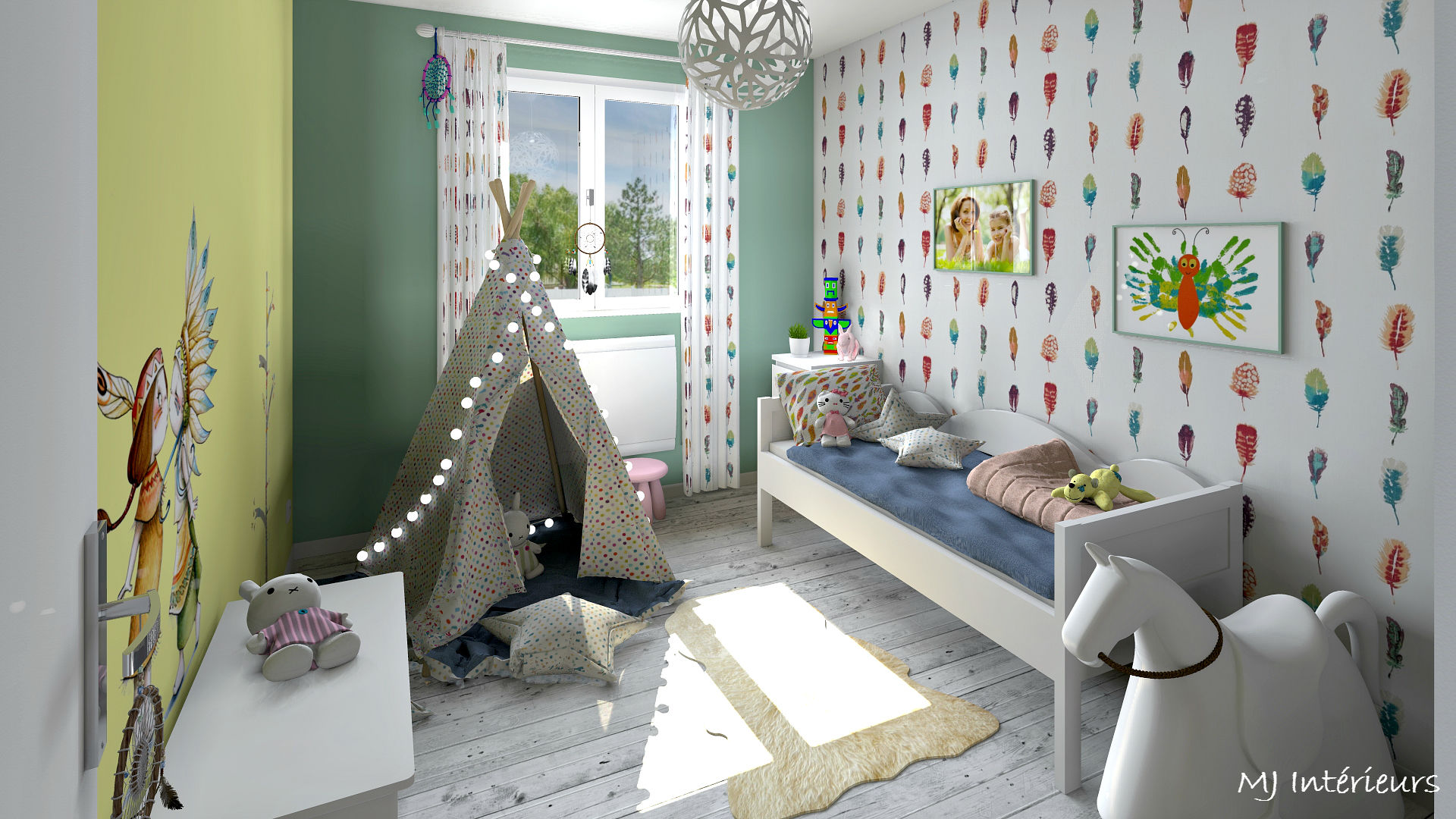 Chambre d'une petite sioux !, MJ Intérieurs MJ Intérieurs Dormitorios infantiles de estilo ecléctico