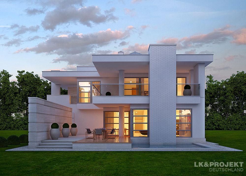 Ein elegantes Einfamilienhaus LK&Projekt GmbH Moderne Häuser Wolke,Himmel,Gebäude,Pflanze,Fenster,Tür,Baum,Haus,Grundstück,Leuchte