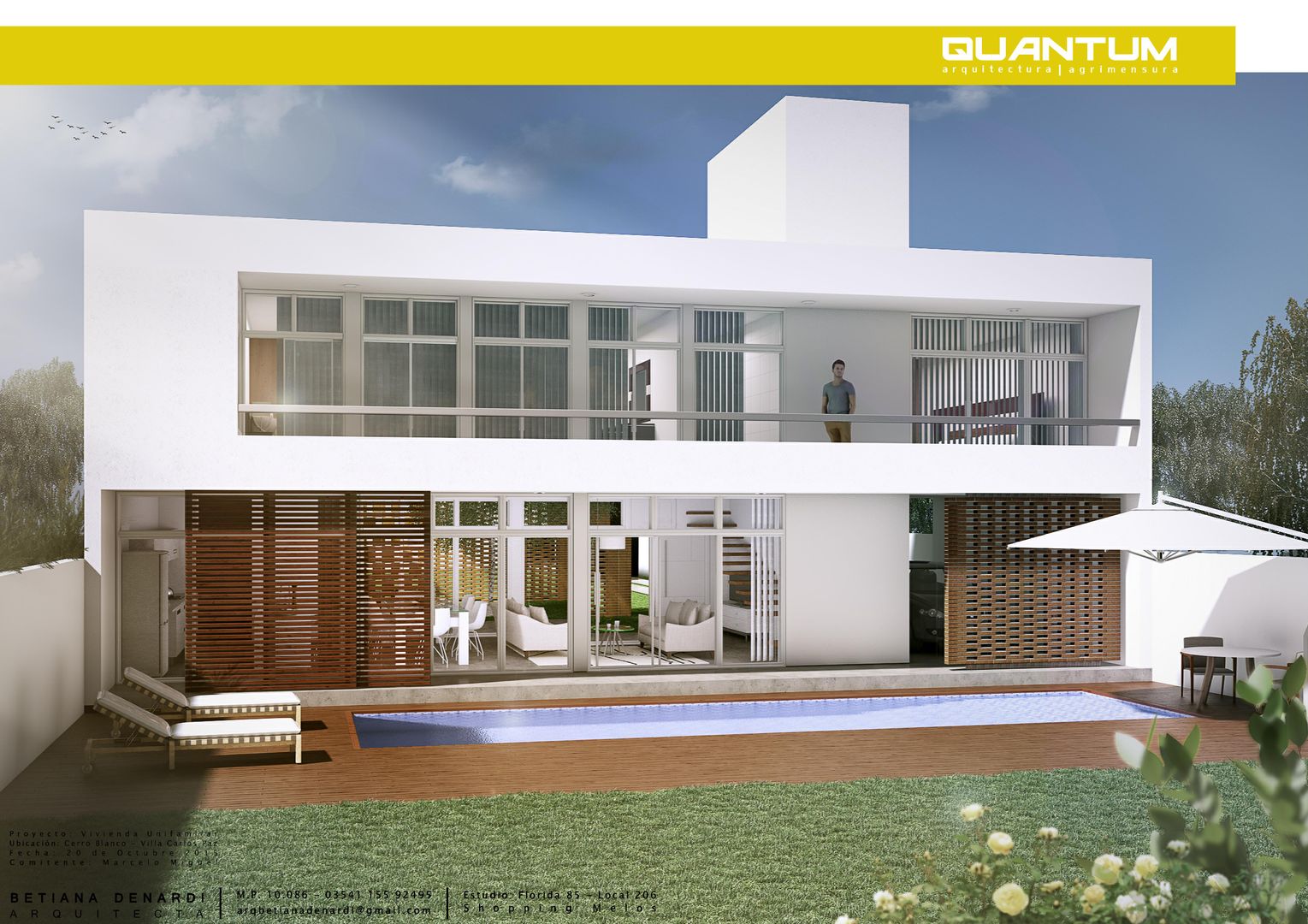 IMAGEN 3D Betiana Denardi | Arquitecta Casas minimalistas Vidrio Fachada vidriada