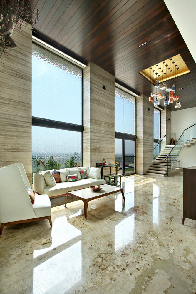 Nikhil patel residence, Dipen Gada & Associates Dipen Gada & Associates Nowoczesny salon