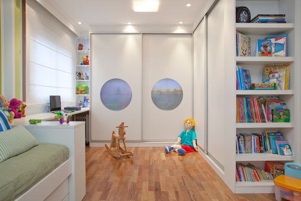 Projeto de Arquitetura de Interior em Apto Residencial com área de 180m²., Deborah Basso Arquitetura & Interiores Deborah Basso Arquitetura & Interiores Moderne Kinderzimmer Holz Holznachbildung