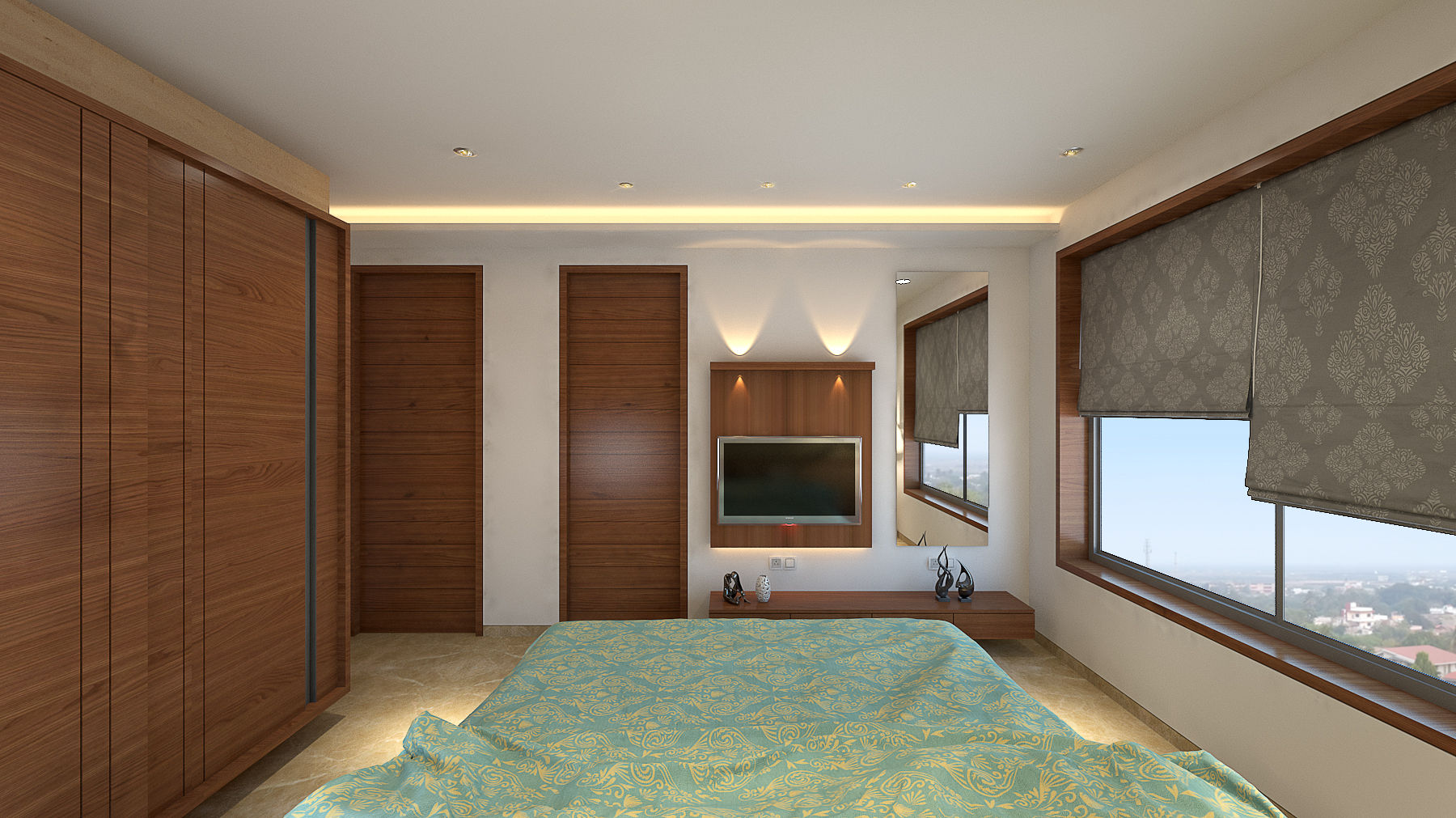 DR. BHAVESHBHAI CHUAHAN RESIDENCE, INCEPT DESIGN SERVICES INCEPT DESIGN SERVICES Nowoczesna sypialnia