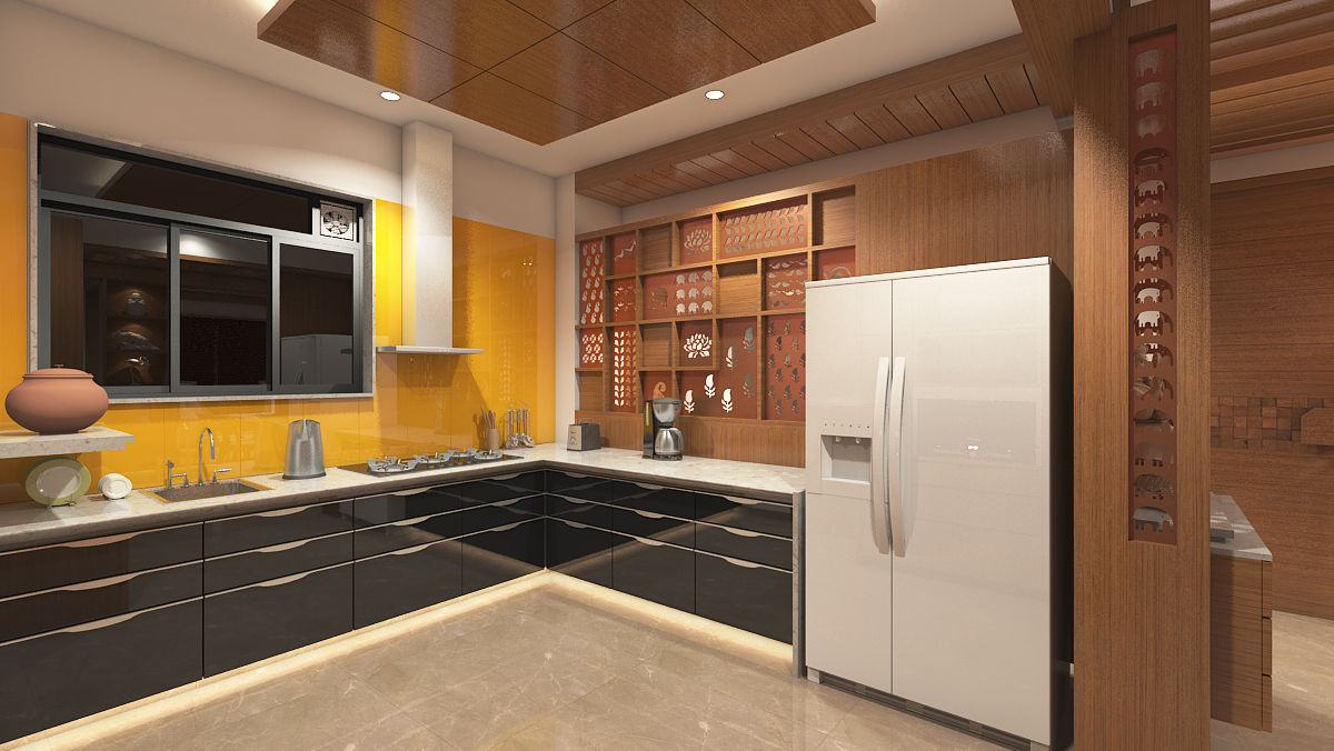 DR. BHAVESHBHAI CHUAHAN RESIDENCE, INCEPT DESIGN SERVICES INCEPT DESIGN SERVICES Dapur Modern