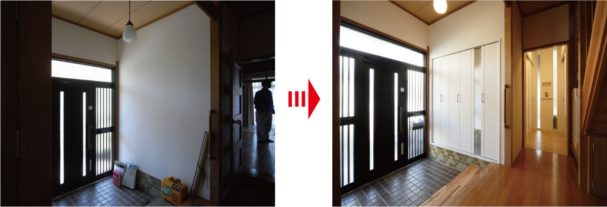 輝国の家, nano Architects nano Architects Modern corridor, hallway & stairs Tiles