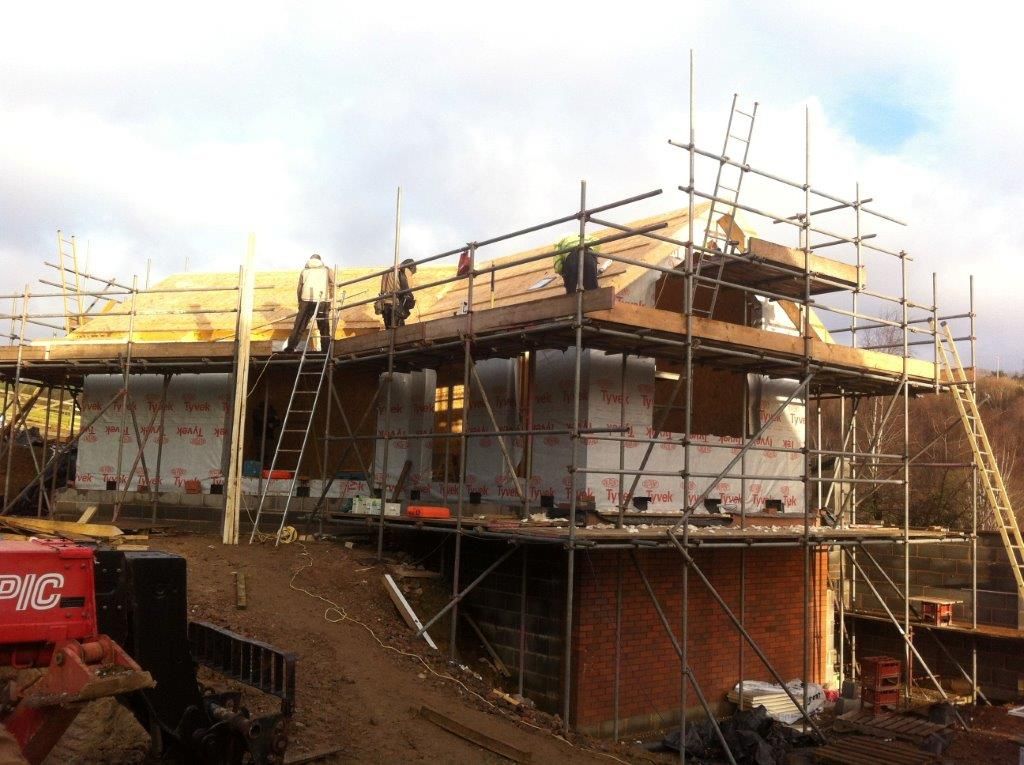 Side elevation in progress Building With Frames Casas minimalistas Madeira Efeito de madeira