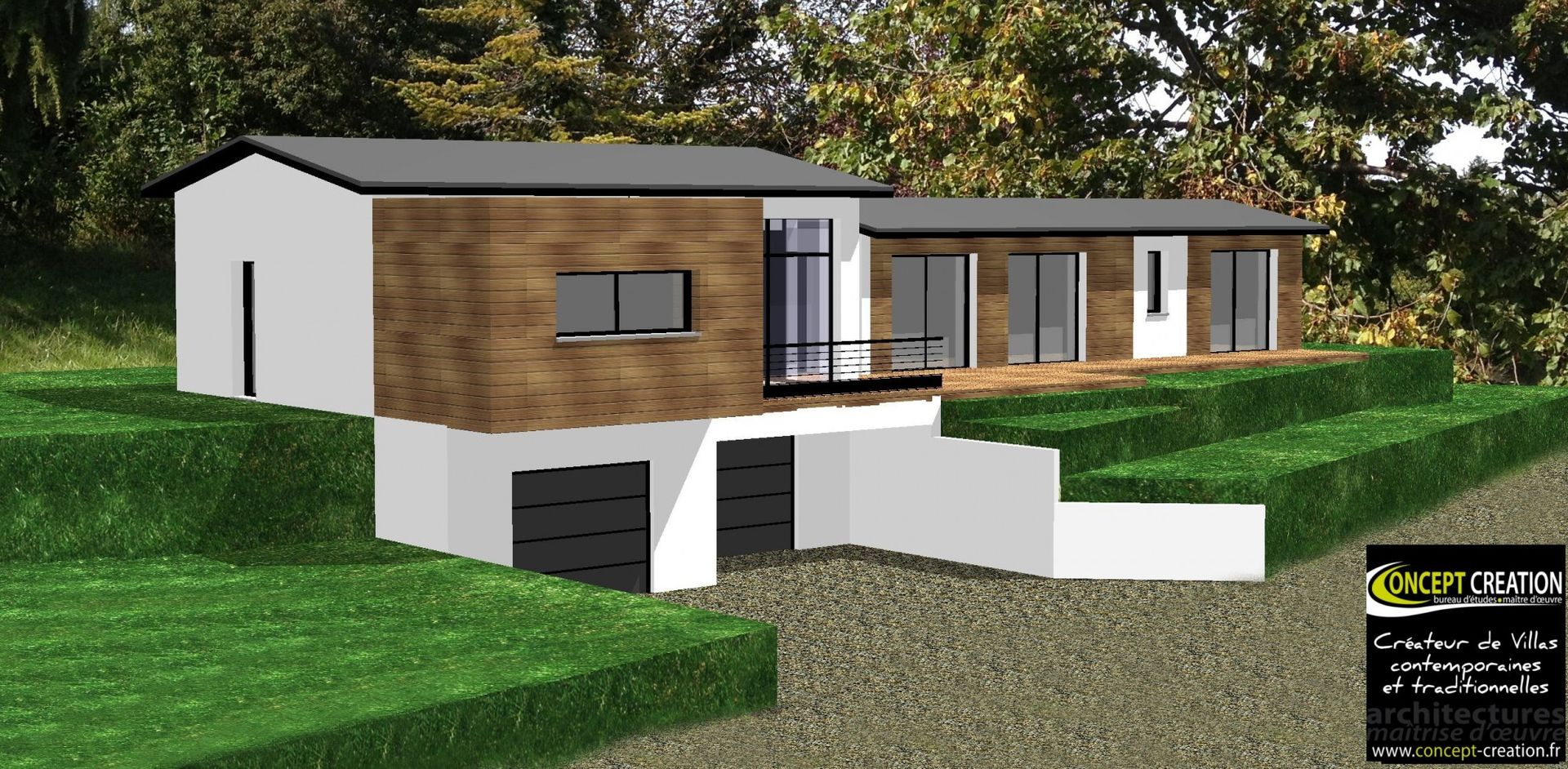 Maison contemporaine atypique en bois et acier, Concept Creation Concept Creation