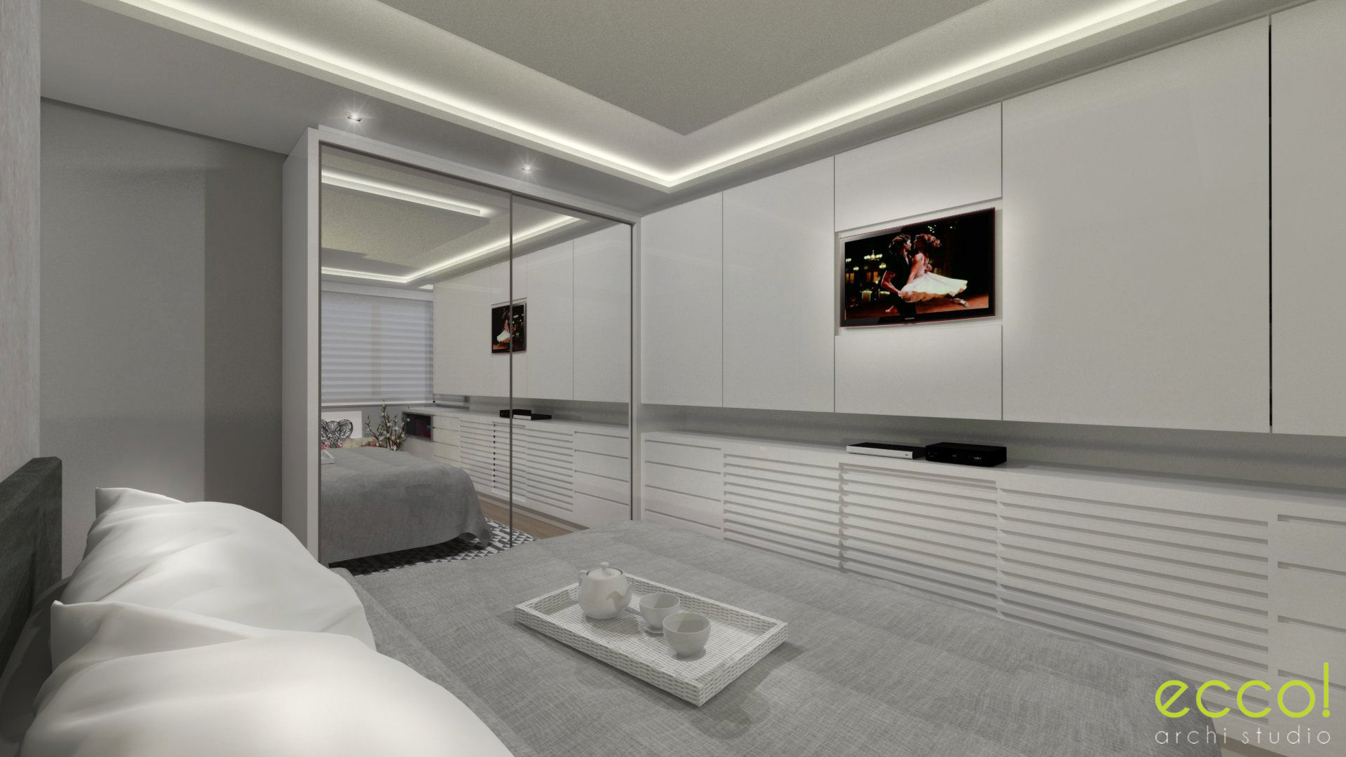 arquitetura de interiores ap PNZL, ecco! archi sudio ecco! archi sudio Modern style bedroom MDF