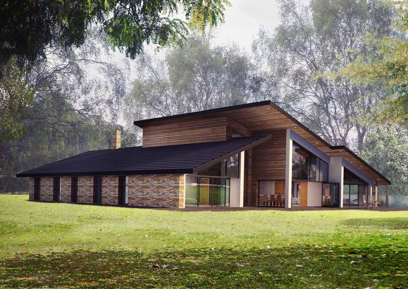 Front Elevation Artform Architects Casas de estilo moderno glass facade,timber cladding,contemporary design,eco-house,Manchester,architects,design,new build,bespoke house,sustainable,Artform Architects