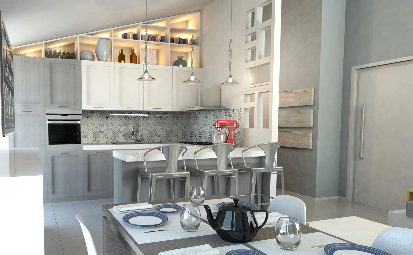 Progetto zona giorno, RINNOVIAMO CASA RINNOVIAMO CASA Modern kitchen