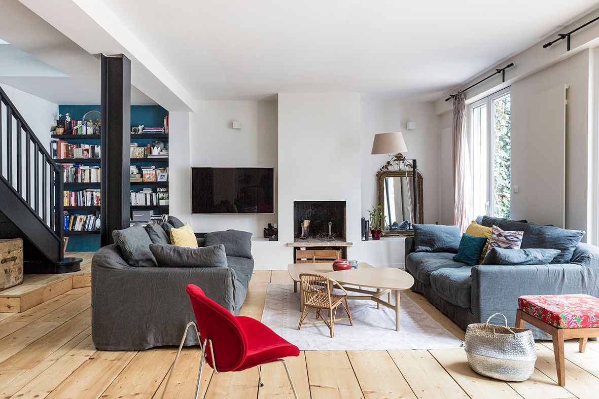 Rénovation d'une maison de ville à Boulogne Billancout, Olivier Stadler Architecte Olivier Stadler Architecte Modern living room