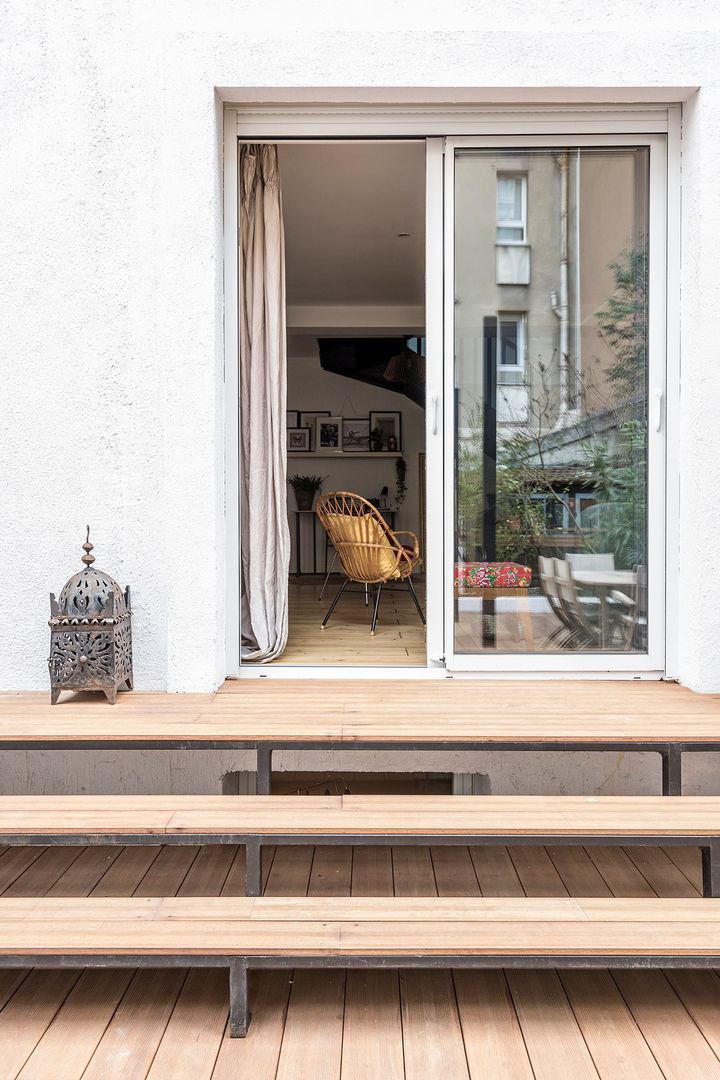 Rénovation d'une maison de ville à Boulogne Billancout, Olivier Stadler Architecte Olivier Stadler Architecte Nowoczesny balkon, taras i weranda