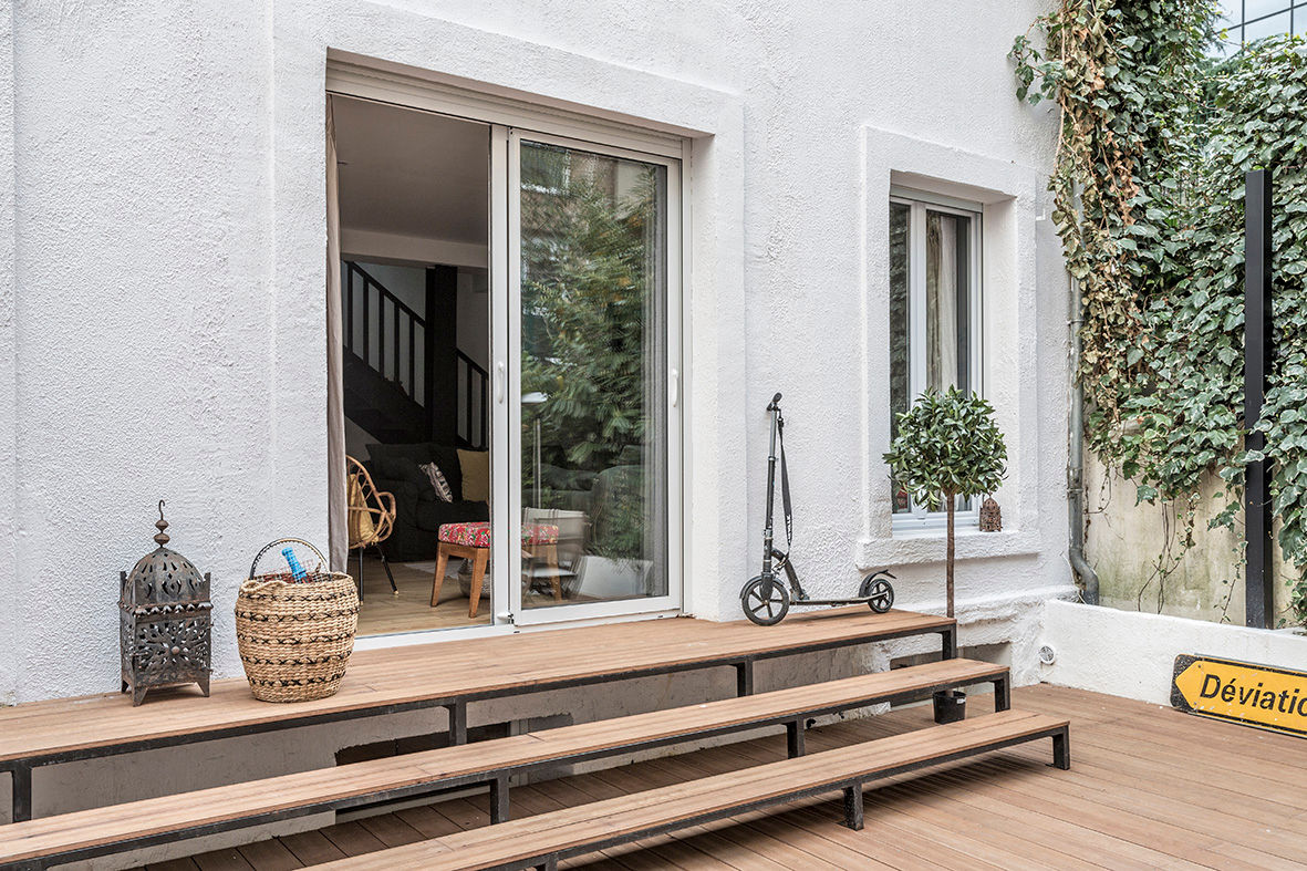 Rénovation d'une maison de ville à Boulogne Billancout, Olivier Stadler Architecte Olivier Stadler Architecte Modern style balcony, porch & terrace