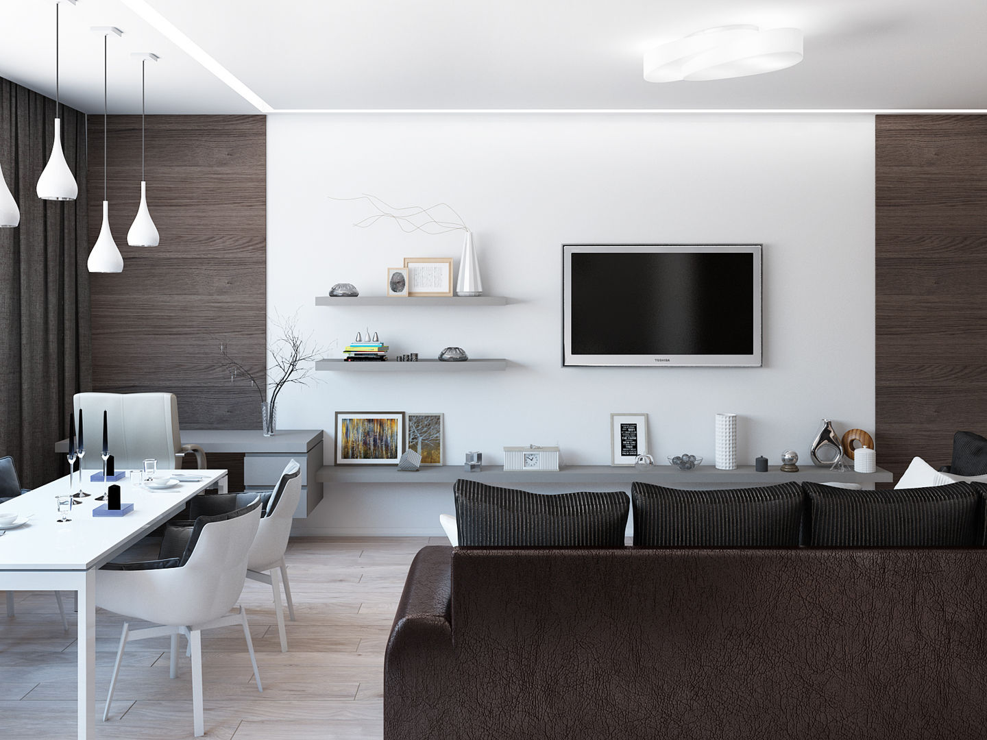 Квартира для холостяка в минималистическом стиле, Tatiana Zaitseva Design Studio Tatiana Zaitseva Design Studio Living room