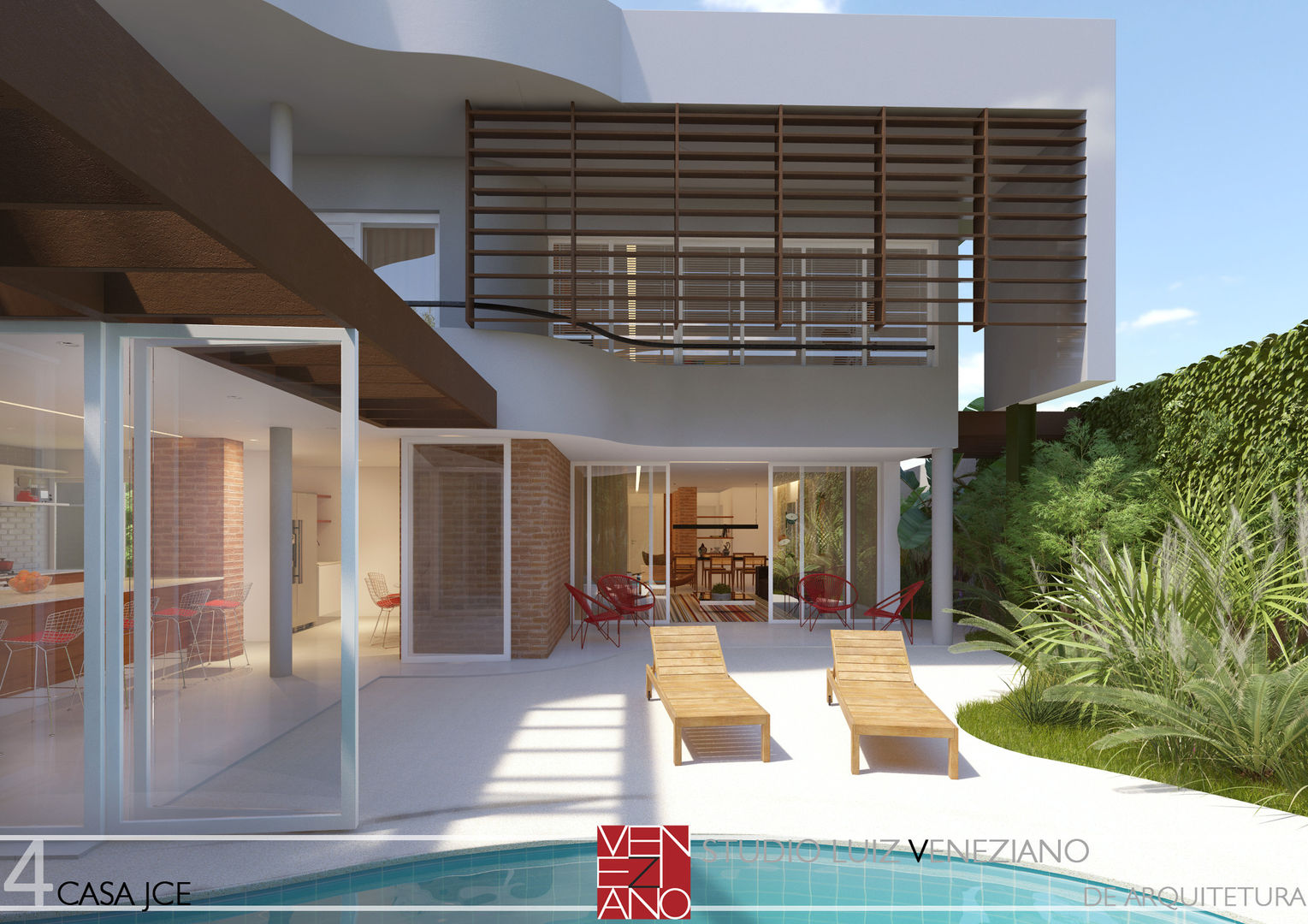 JCE HOUSE, STUDIO LUIZ VENEZIANO STUDIO LUIZ VENEZIANO بلكونة أو شرفة