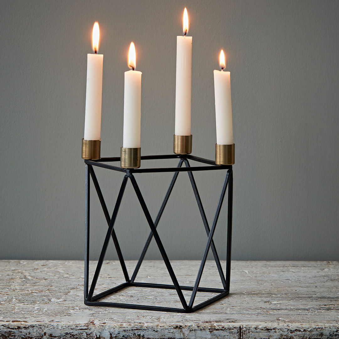 Black and Gold Candleholder by Hubsch rigby & mac 에클레틱 주택 금속 Accessories & decoration