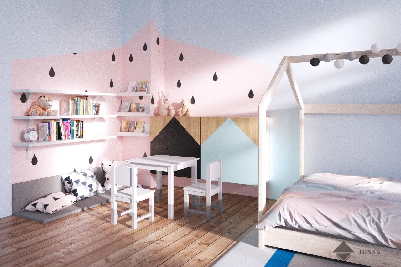 pokój dziecięcy, JUSSS JUSSS Детская комнатa в скандинавском стиле