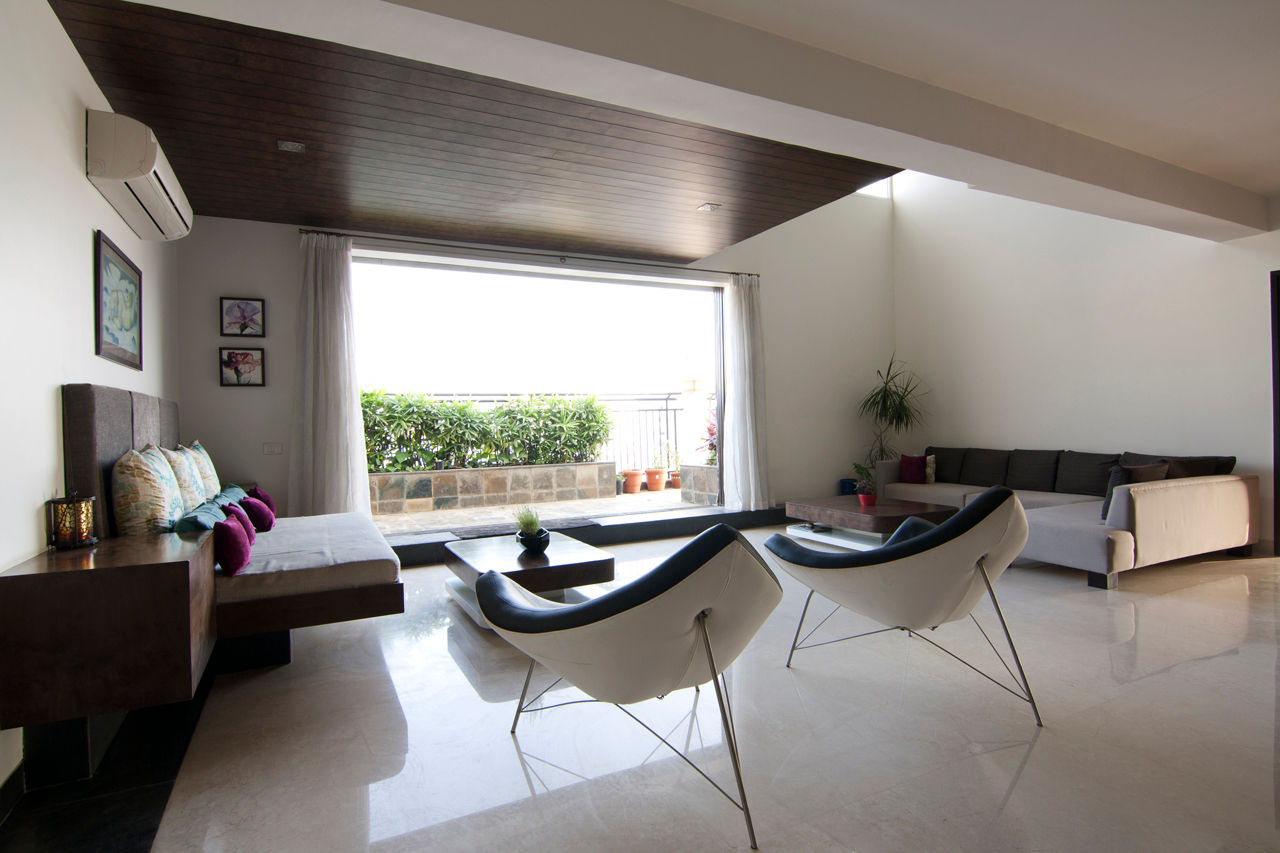 Hazel Penthouse, Kamat & Rozario Architecture Kamat & Rozario Architecture Salas de estilo minimalista