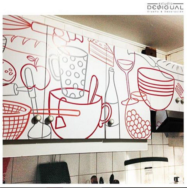 Murales para el Hogar, Estudio Desigual Estudio Desigual Nhà bếp phong cách tối giản