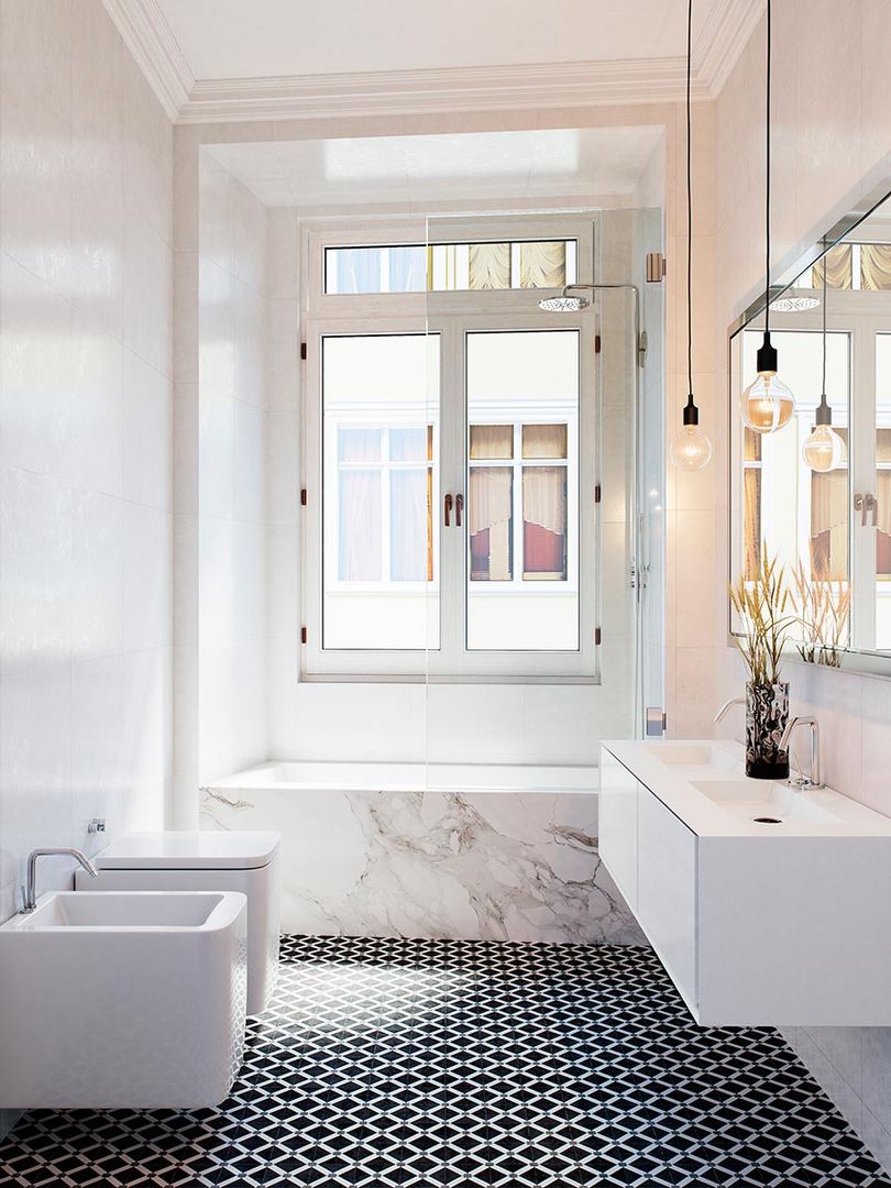 Apartamento en Lisboa, Berga&Gonzalez - arquitectura y render Berga&Gonzalez - arquitectura y render Modern style bathrooms