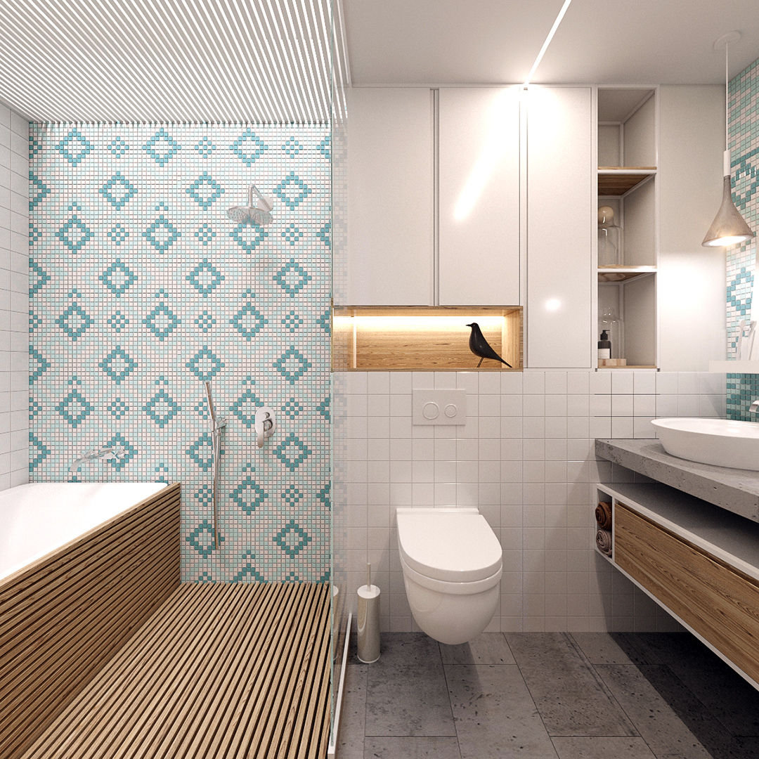 Квартира Ap76, KYD BURO KYD BURO Ванная комната в скандинавском стиле Дизайн ванной,душевая кабина,унитаз