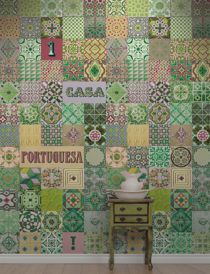 Azulejo Português, OH Wallpaper OH Wallpaper 모던스타일 벽지 & 바닥 종이 벽지