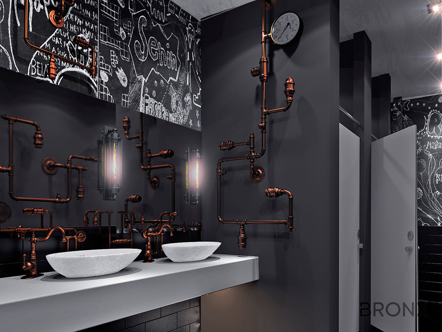 Офис компании Сириус, 700 м2, Bronx Bronx Industrial style bathroom