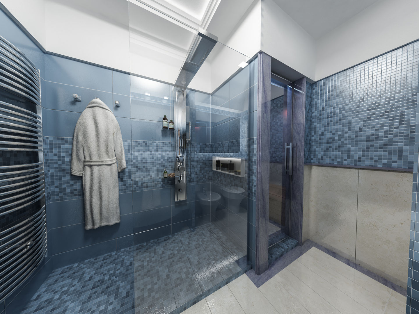Progetti di Ristrutturazione di Bagni Privati, studiosagitair studiosagitair Bagno moderno doccia mosaico,progetto bagno