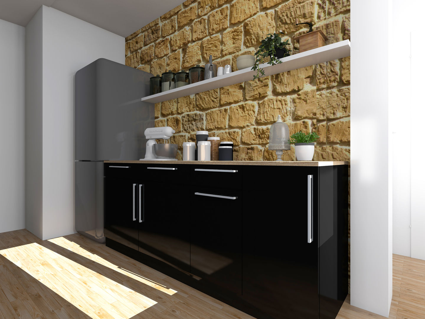 Cuisine Bordelaise en noir laqué : Matériaux naturels homify Cuisine rustique