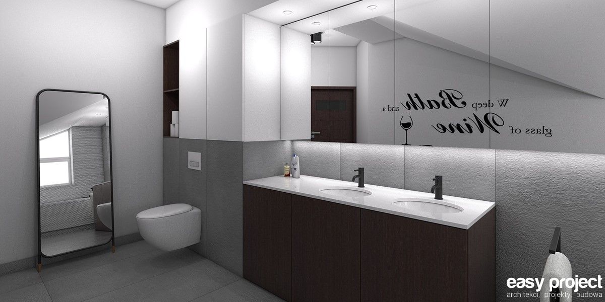 projekt wnętrza łazienki, easy project easy project Baños minimalistas