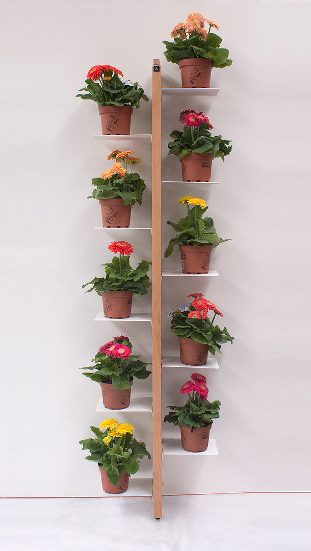 Zia Flora | portapiante a parete | faggio naturale | h 150 cm Le zie di Milano Case in stile minimalista Legno massello Variopinto portapiante,flora,design,legno,Articoli Casalinghi