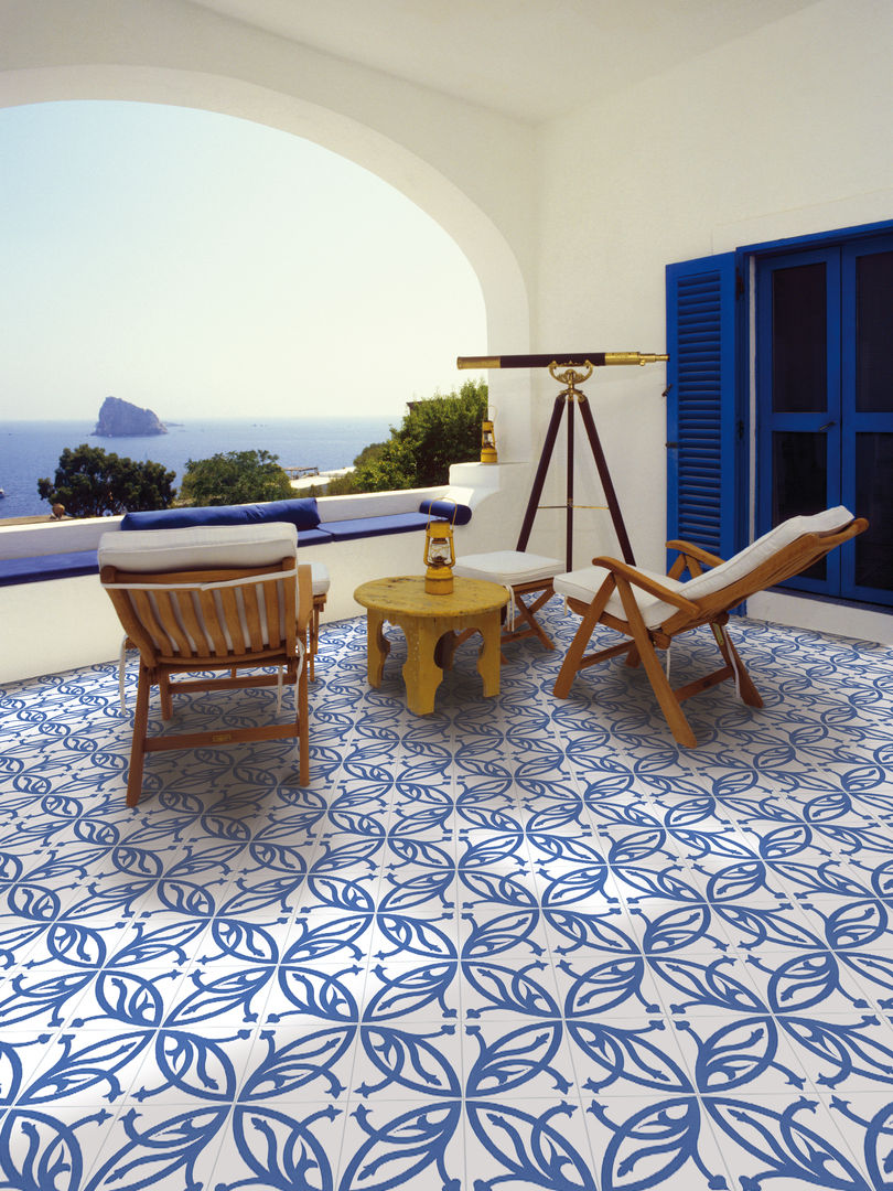 NEOCIM Décor Lis Azur homify Varandas, marquises e terraços ecléticos Cerâmica ceramica,pavimento ceramico,pavimento terraço,pavimento varanda,terraço,varanda,decoração terraço,decoração varanda,grés porcelanato,Arte Nova,cimentos hidraulicos,neocim