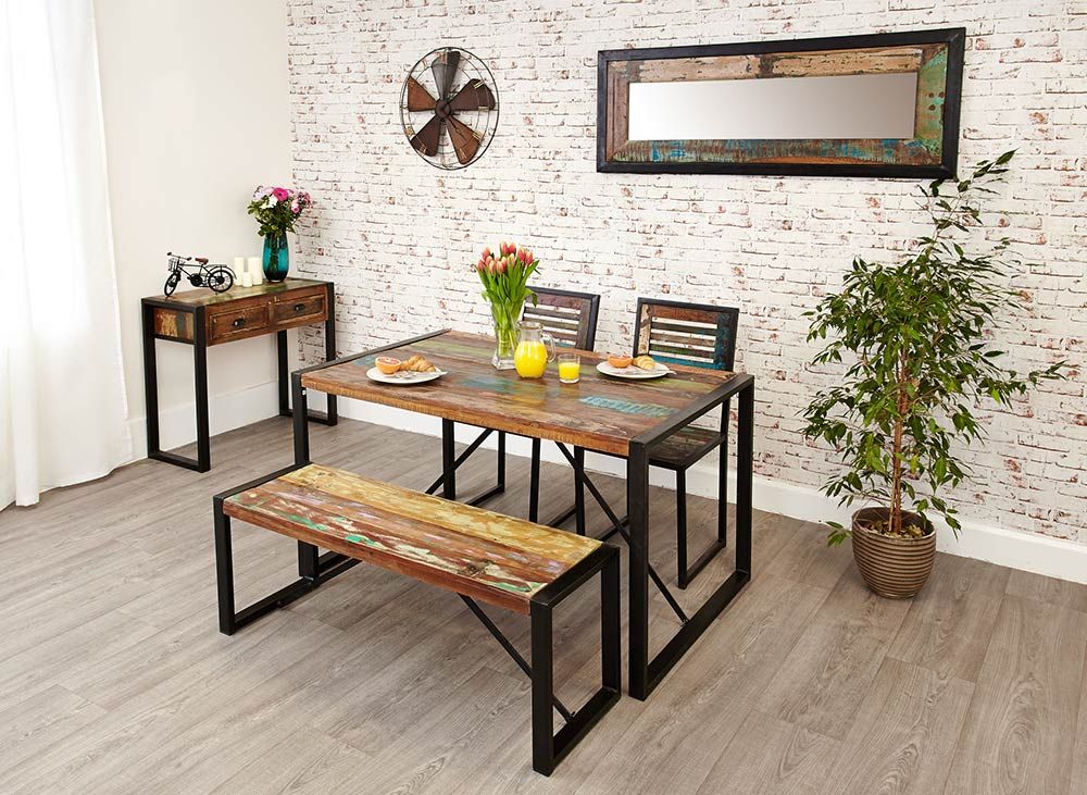 Urban Chic Industrial Reclaimed Table & Bench Asia Dragon Furniture from London غرفة السفرة Tables