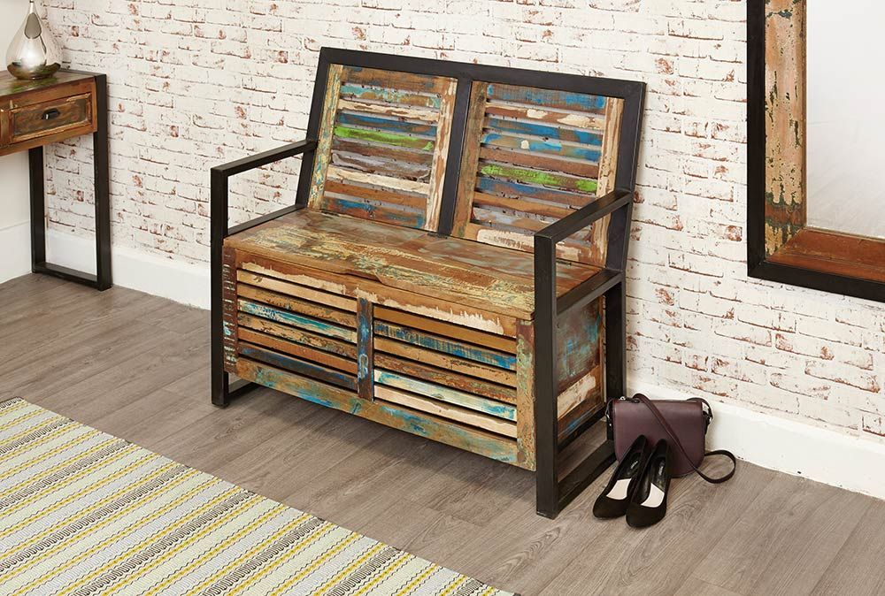 Urban Chic Industrial Reclaimed Bench Asia Dragon Furniture from London Гостиная в стиле лофт Табуреты и стулья