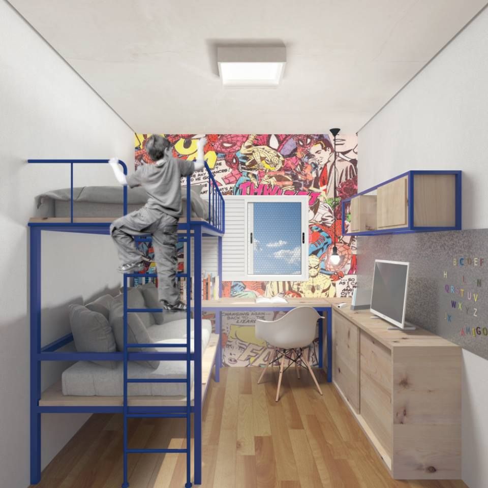 Quarto Menino. Ar:Co - Arquitetura Cooperativa Quarto infantil moderno quarto de menino,apartamento,moderno,contemporâneo,Acessórios e Decoração