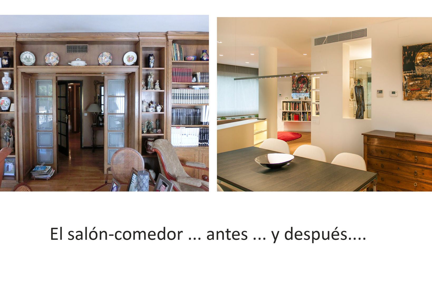 Dinning room, before and after Daifuku Designs Salas de estar minimalistas before and after,dinning room,living room