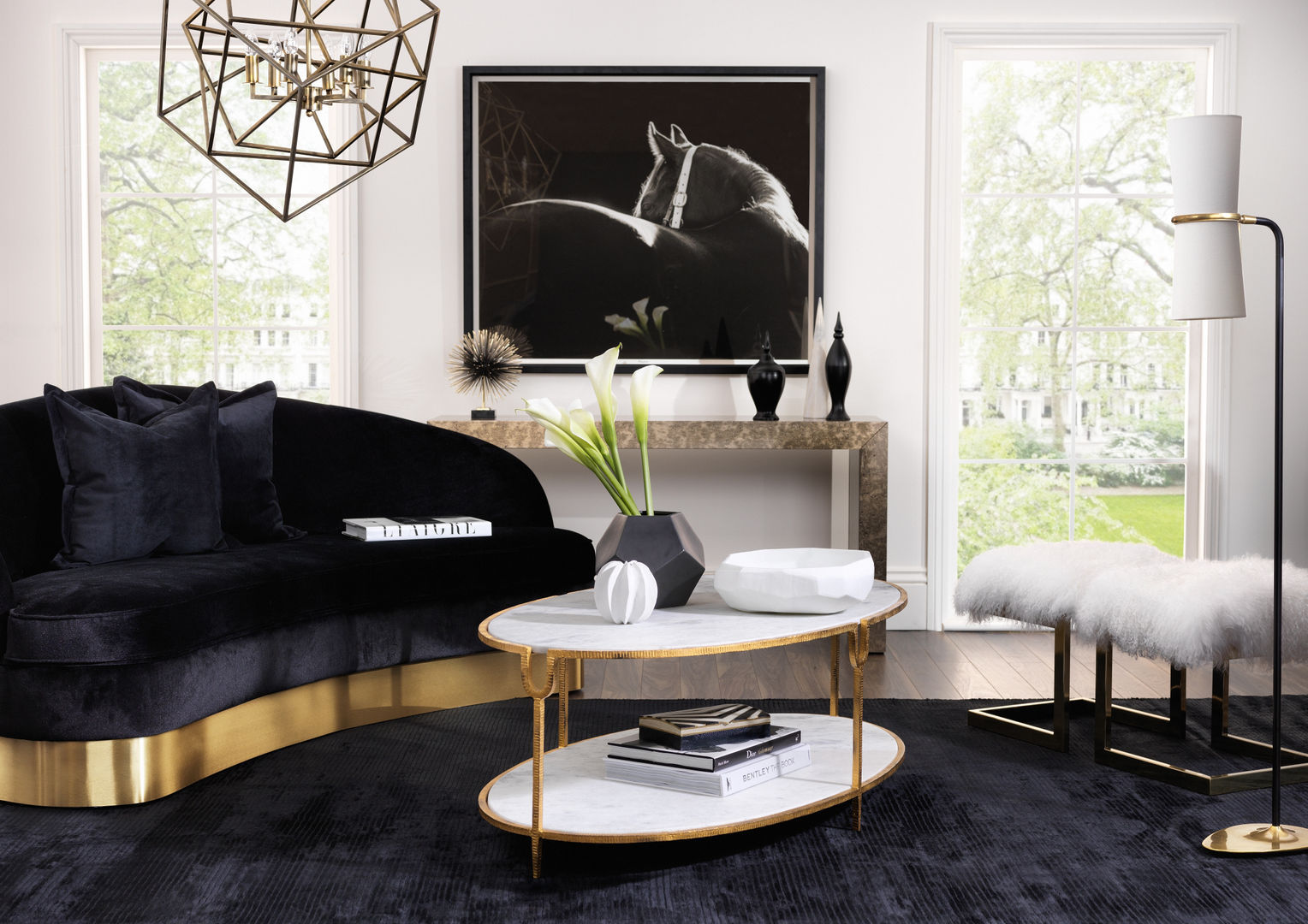 SS16 Style Guide - Refined Monochrome Collection - Living Room LuxDeco Salon moderne Canapés & Fauteuils