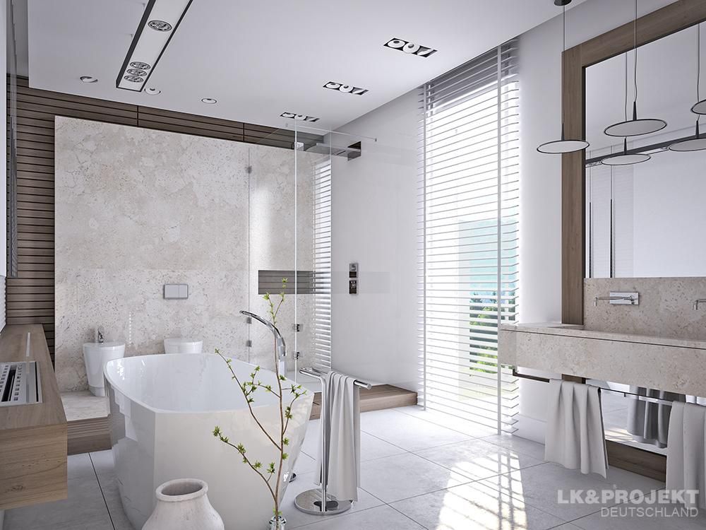 Wohnzimmer, Küche, Schlafzimmer, Bad; Garderobe, Swimmingpool, Sauna - nicht nur die Aussicht ist fantastisch... , LK&Projekt GmbH LK&Projekt GmbH حمام