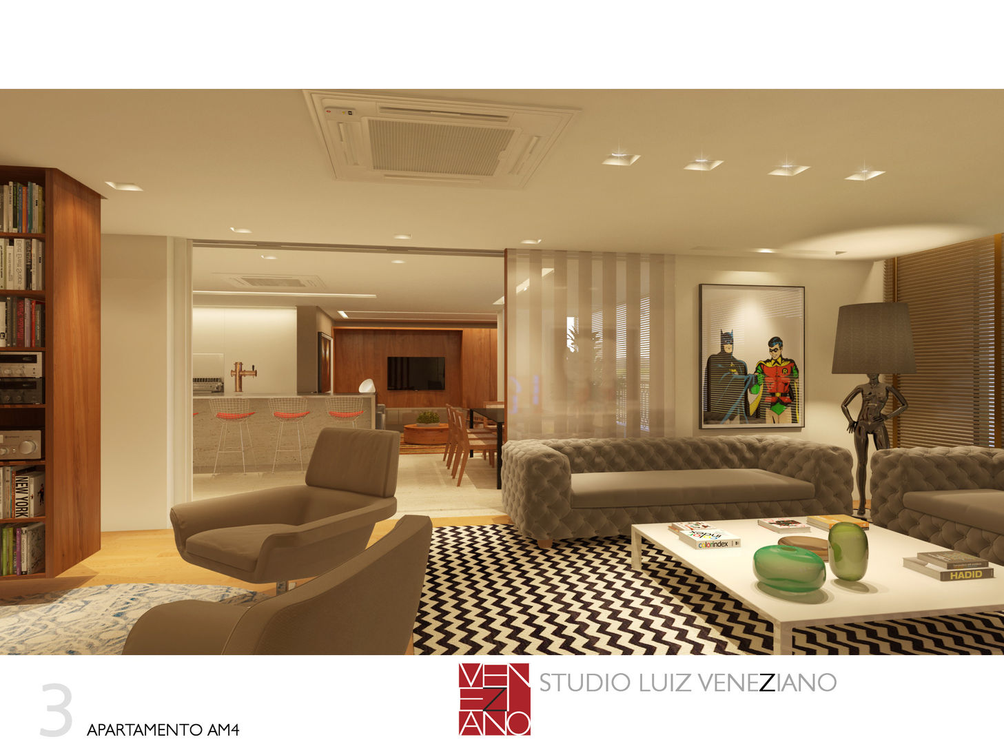 APARTAMENTO AM4, STUDIO LUIZ VENEZIANO STUDIO LUIZ VENEZIANO 现代客厅設計點子、靈感 & 圖片