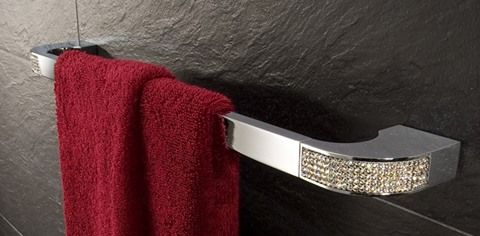 BATHROOM FITTINGS. Las Maneta حمام زجاج BATHROOM,RAIL,TOWEL,POLISHED CHROME,SWAROVSKI,CRYSTAL,Fittings