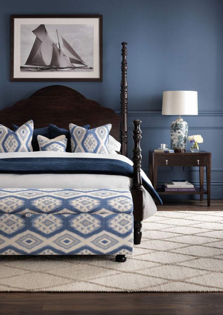 SS16 Style Guide - Coastal Elegance - Bedroom LuxDeco غرفة نوم Blue bedroom,blue