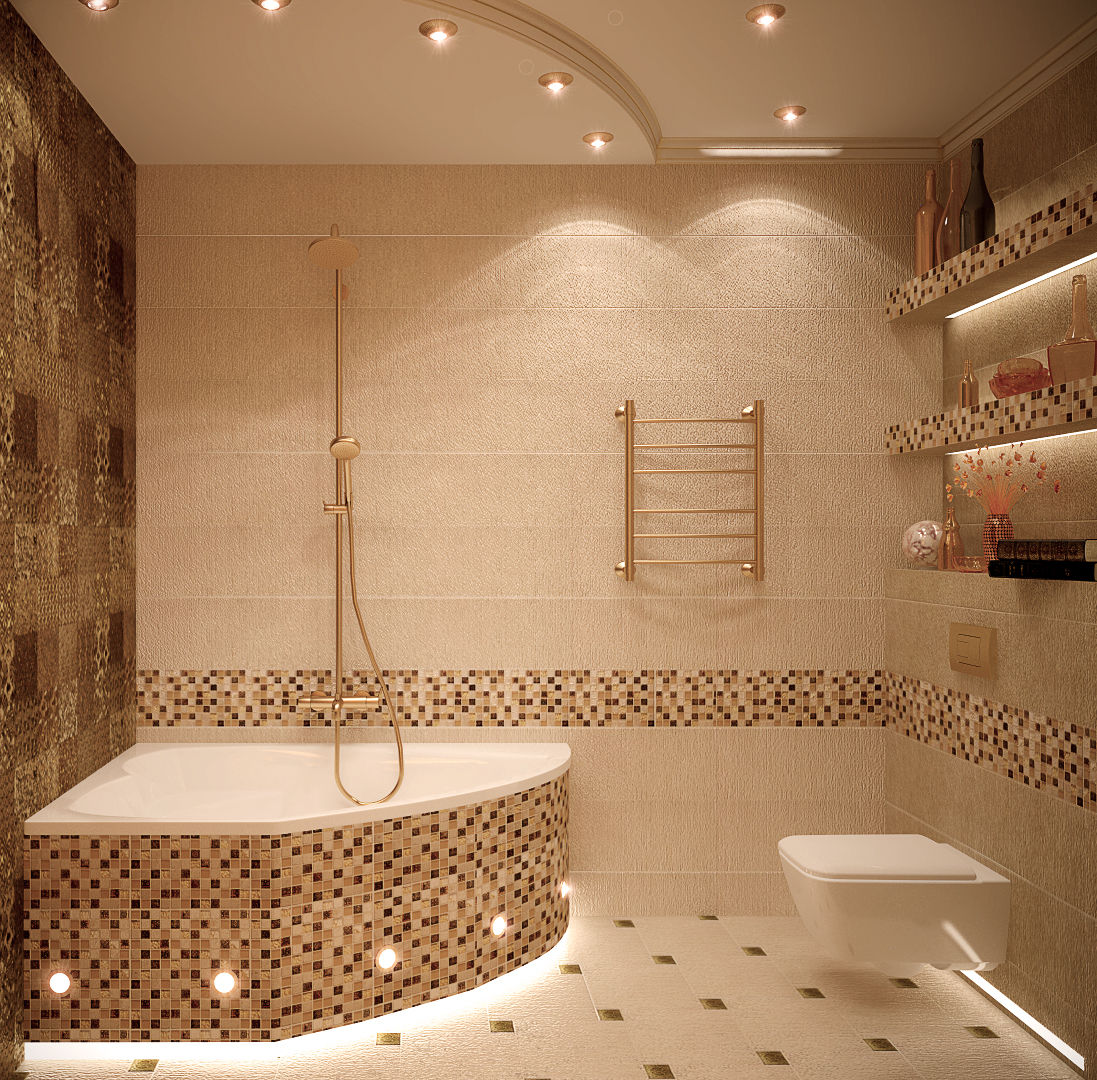 Дизайн санузла в классическом стиле в ЖК "Большой", Студия интерьерного дизайна happy.design Студия интерьерного дизайна happy.design Bathroom