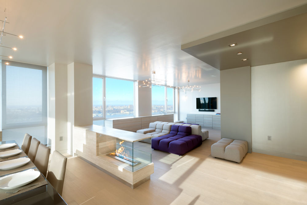 Luxury Apartment Combination, Andrew Mikhael Architect Andrew Mikhael Architect ミニマルデザインの リビング 無垢材 多色