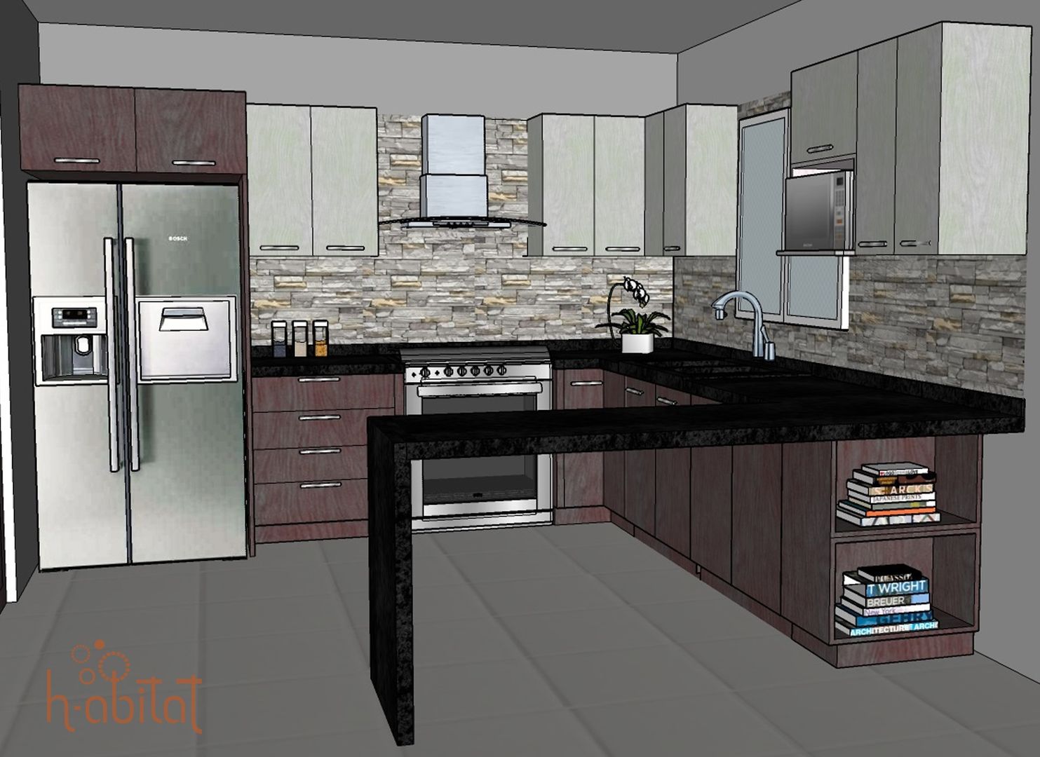 Cocina en Villas La Joya, H-abitat Diseño & Interiores H-abitat Diseño & Interiores 現代廚房設計點子、靈感&圖片 石器