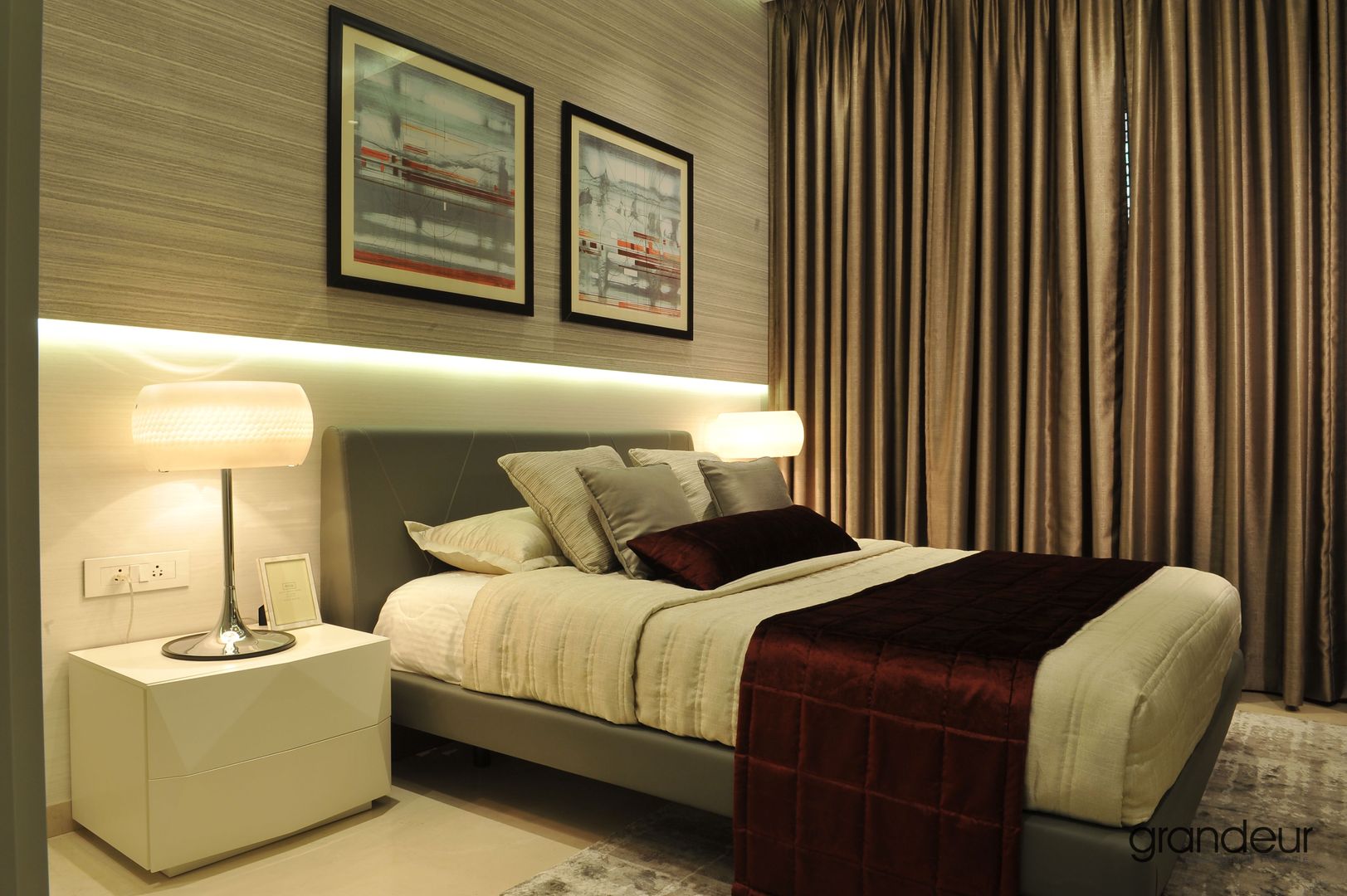 Show flat in Mumbai, Grandeur Interiors Grandeur Interiors Kamar Tidur Modern Beds & headboards