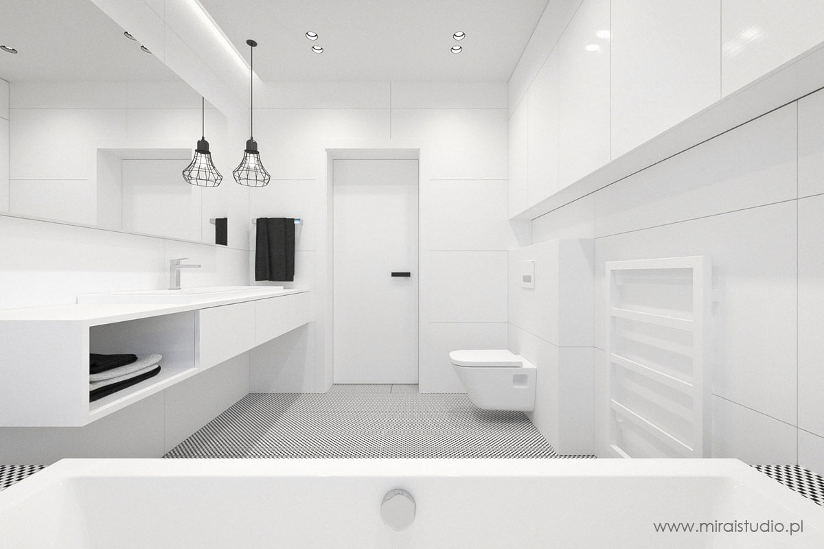 DOM – OLKUSZ, SŁONECZNA – WIZUALIZACJA, MIRAI STUDIO MIRAI STUDIO Minimalist bathroom Tiles