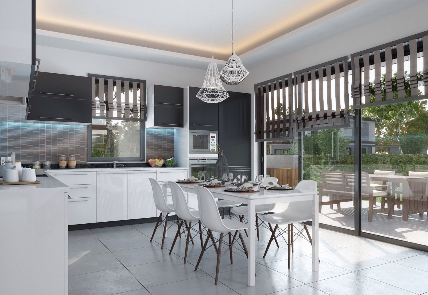 Panorama villaları, F&F mimarlik F&F mimarlik Modern kitchen سنگ مرمر