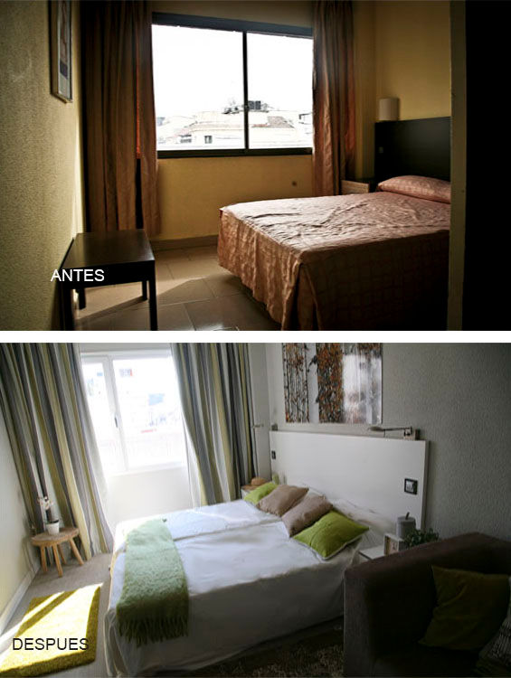 ANTES Y DESPUES REFORMA ESTUDIO APARTA HOTEL SERRANO RECOLETOS MADRID DecoYcina. Marta Espel