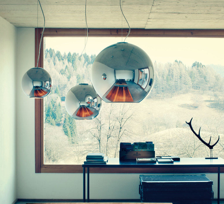 SUSPENSION, GLOBO DI LUCE, CHROME, Ø20CM - FONTANA ARTE NEDGIS Modern Living Room Glass Lighting