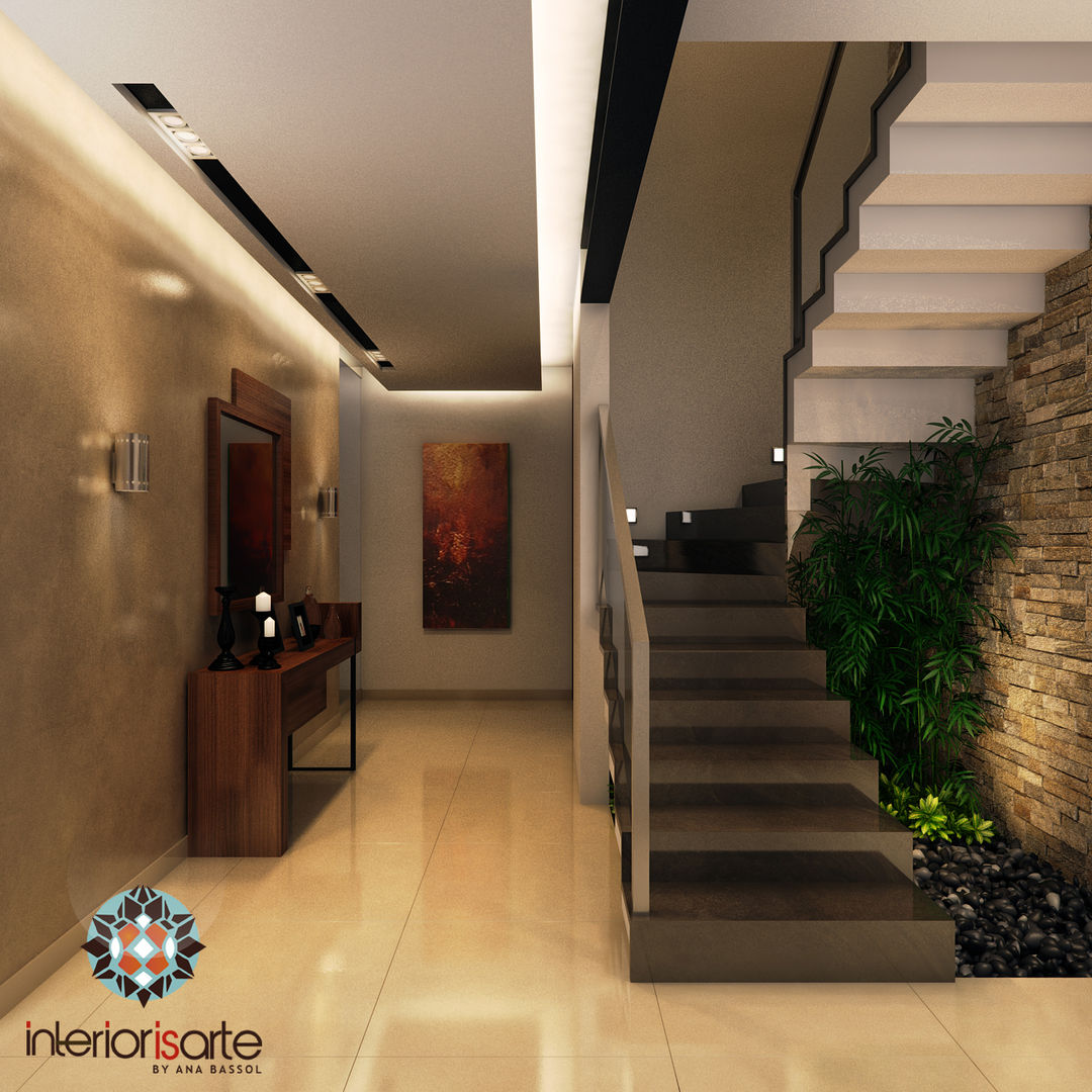 Recibidor y escaleras Interiorisarte Pasillos, vestíbulos y escaleras de estilo moderno Piedra