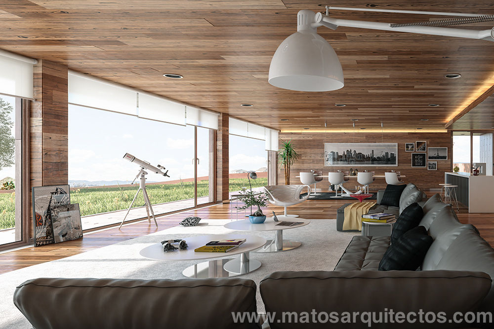 House by River side, Matos Architects Matos Architects Modern living room Solid Wood Multicolored